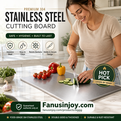🎁מומלץ על ידי שפים – 50% הנחה！👩‍🍳🔪קרש חיתוך מנירוסטה 304, כלי בישול חובה！🥩🥦בטוח יותר, נקי יותר ונוח יותר!💥