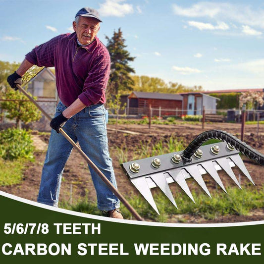 🔥Hot Sale🔥5/6/7/8 Teeth Carbon Steel Garden Weeding Rake