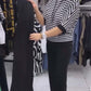 סט טופ פסים נשים ומכנסיים סולידיים