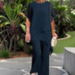 💝Chiffon two-piece set for women – Asymmetrical double-layered top & wide-leg pants – Breathable & elegant for spring & vacations