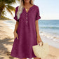 🏖️50% הנחה!👗שמלת טוניקה לנשים עם צווארון V – גזרה רפויה, כיסים ובד נושם