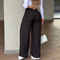 👖 מבצע מוגבל 50% הנחה! 💥 מכנסי גזרה ישרה מותן גבוה לנשים – תפר קדמי, גב אלסטי, רב-שימושי ✨