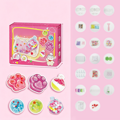 ⏳Time-Limited Special⏰DIY Squishy Toy Kit‑Cat‑Paw Fried Ice Handmade Squeeze Toy Set, Tactile Jelly Rebound Craft Kit, Fun Stress‑Relief DIY Toy for Kids Age 6+
