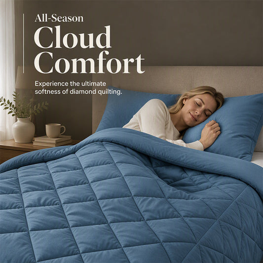 🛏️50% הנחה! סט שמיכת פוך מרופדת 3 חלקים עם ציפות לכריות, רך ונוח, מעניק מראה חדש לחדר השינה ✨💤