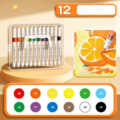 🖌️ טושי אקריליק עם קצה מברשת רך – זרימת דיו אחידה, צבעים חיים, שכבות. מושלמים לפרטים ולצביעה! ✨🎨